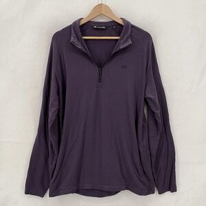 Travis Mathew Upgraded Pullover Mens Large Purple Quarter Zip Stretch Golf Camp